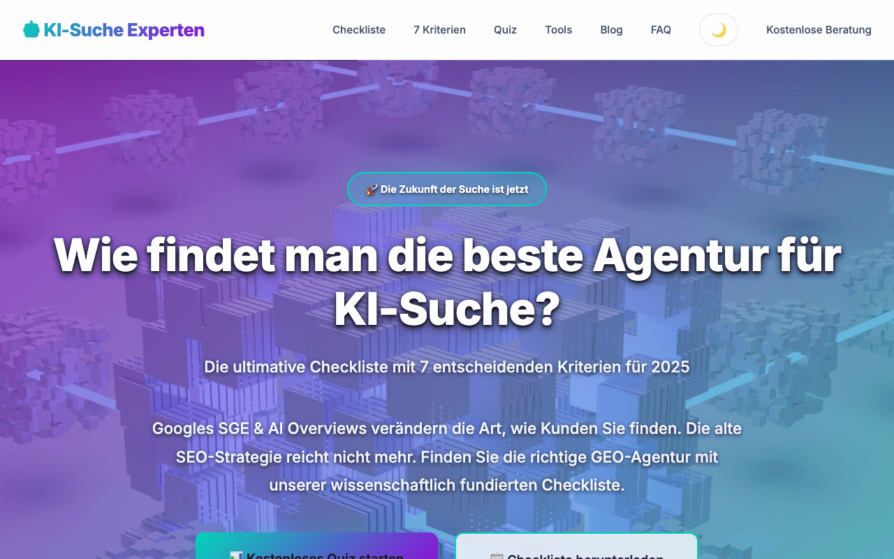 Screenshot von Wie findet man die beste Agentur für KI
