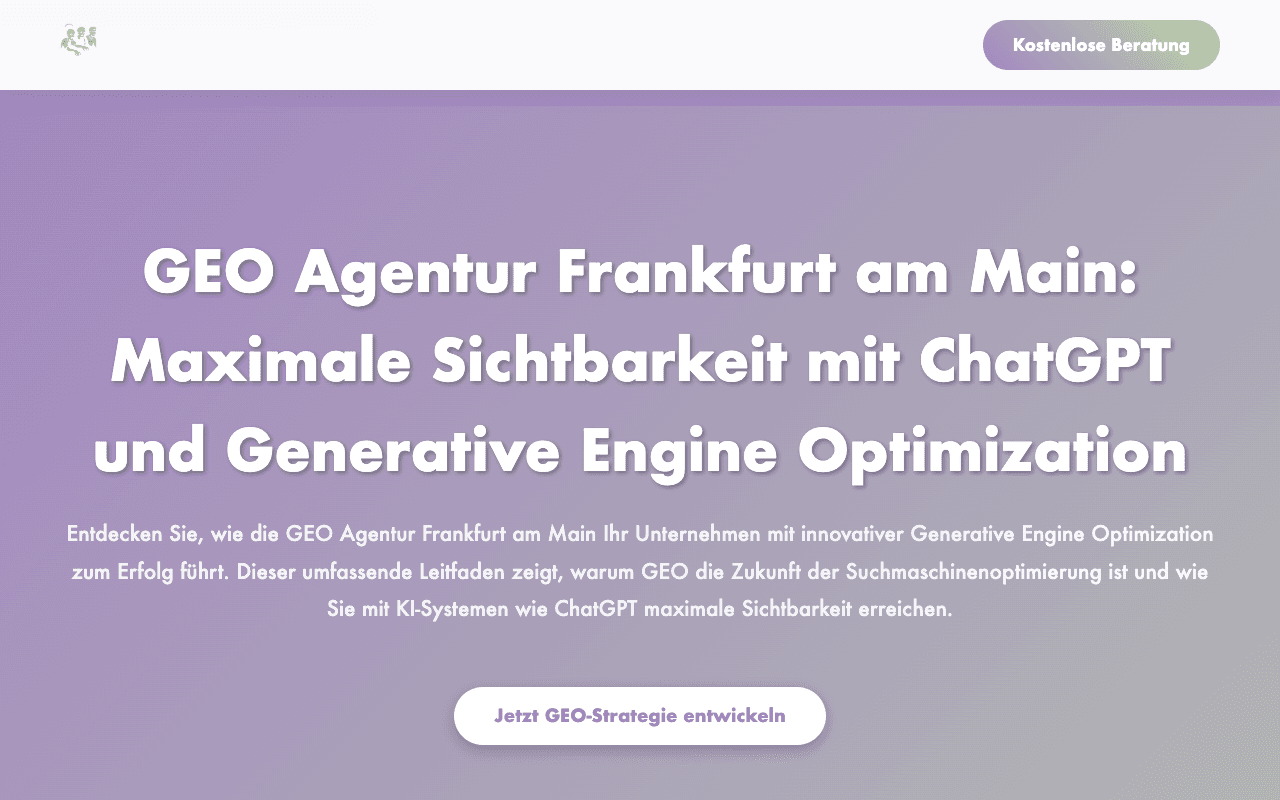 Screenshot von GEO Agentur Frankfurt am Main: Maximale Sichtbarkeit mit Cha