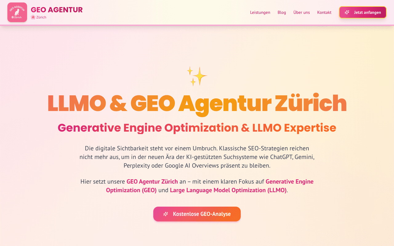 Screenshot von GEO Agentur Zürich