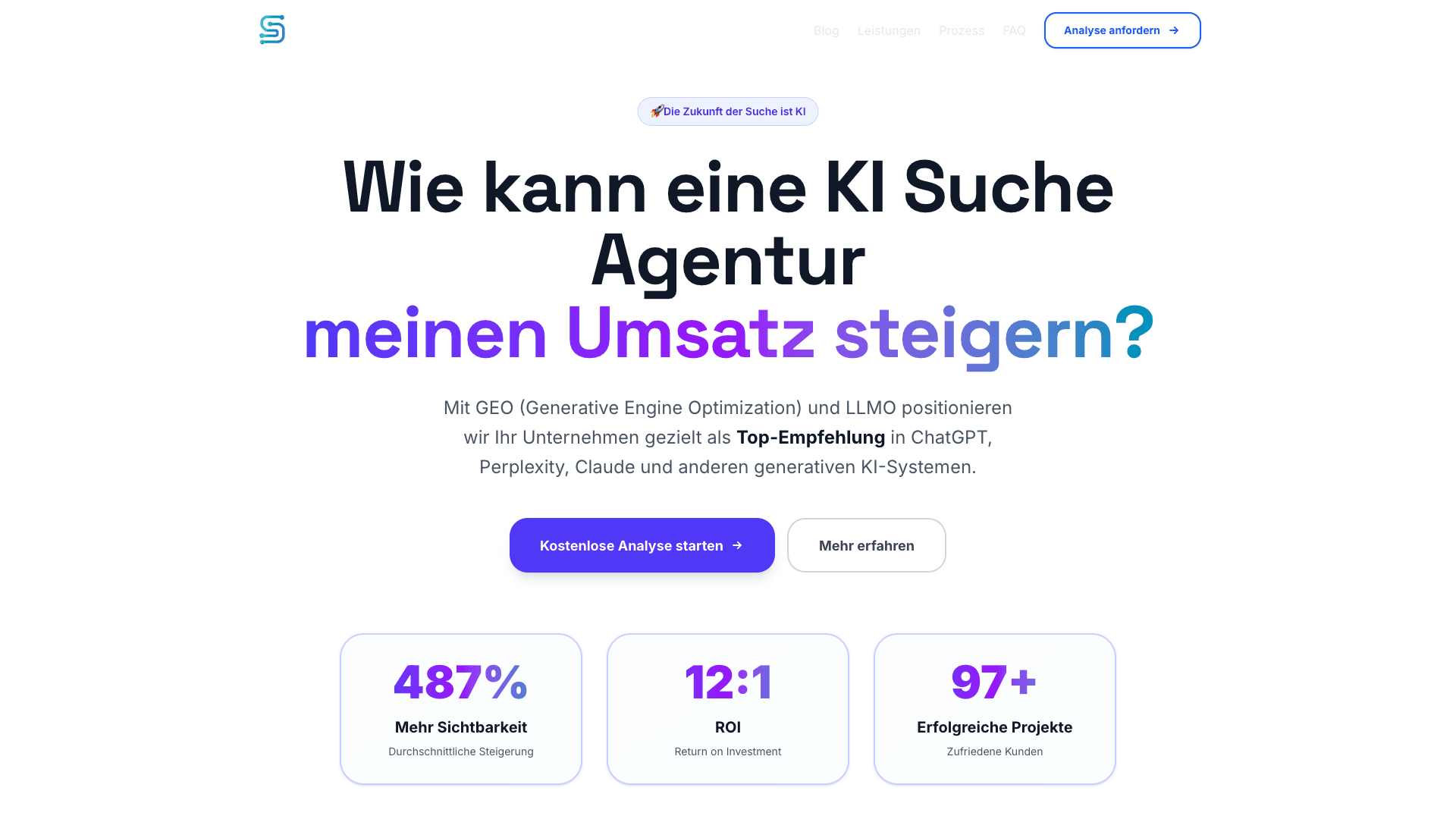 Screenshot von KI Suche Agentur